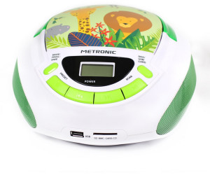 Metronic 477144 Radio Lecteur CD enfant Jungle avec Port USB/SD/AUX-IN Reconditionné Vert et Blanc 