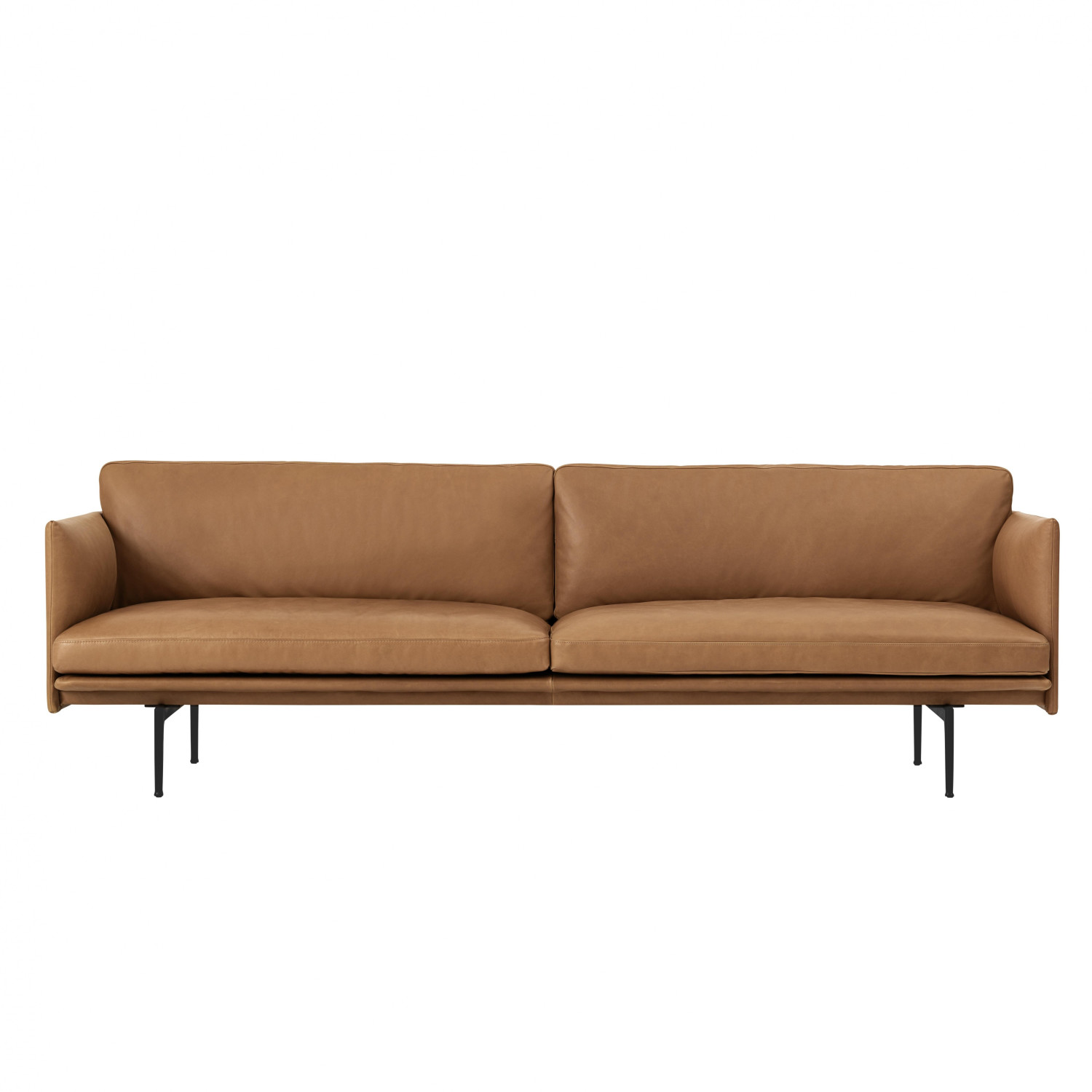 Muuto Outline 3-Seater Silk Leather cognac