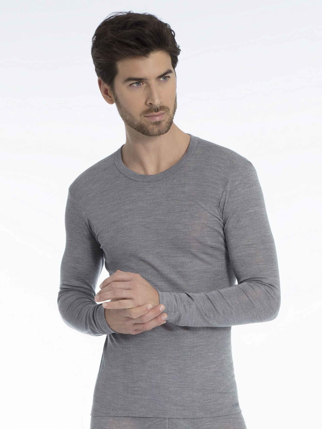 Calida Wool & Silk Longsleeve-Shirt grey (15060-856)