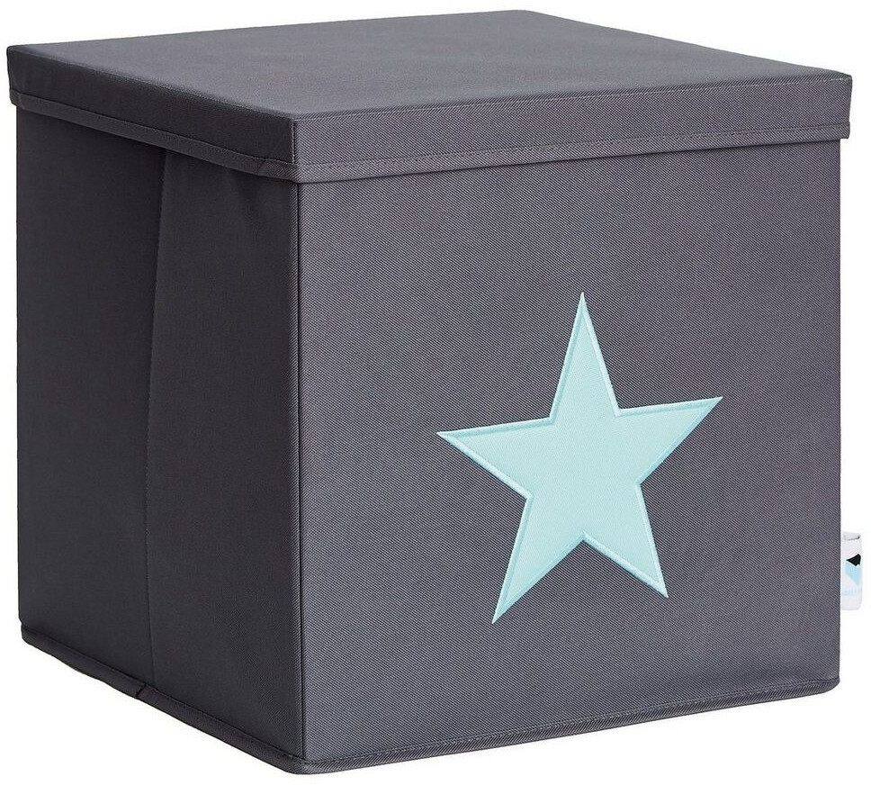 LOVE !T STORE !T Storage Box with Lid Star 33x33x33cm grey/mintgreen