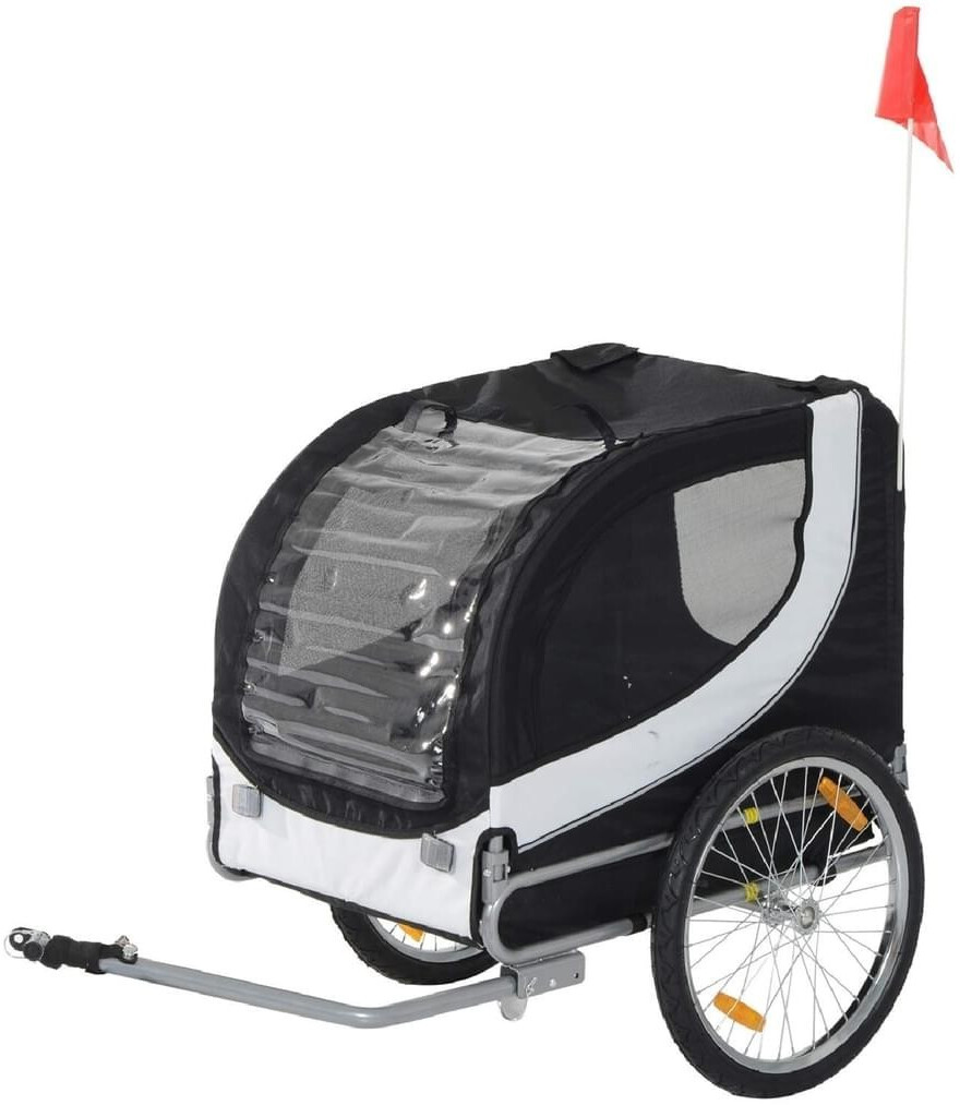Pawhut Bike trailer for dogs with universal hitch 130x73x90cm black/white