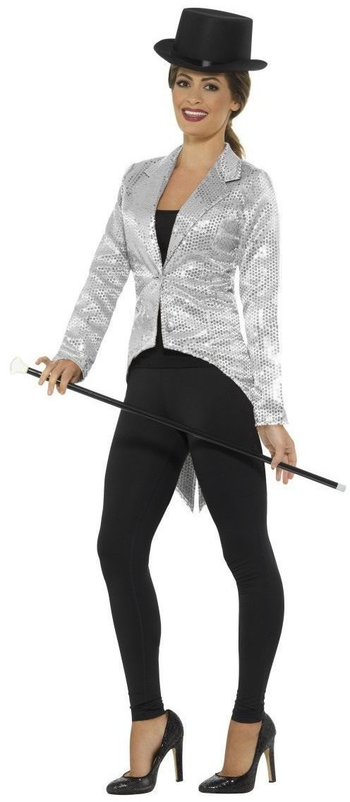 Smiffy's Sequin Tailcoat Jacket Ladies silver