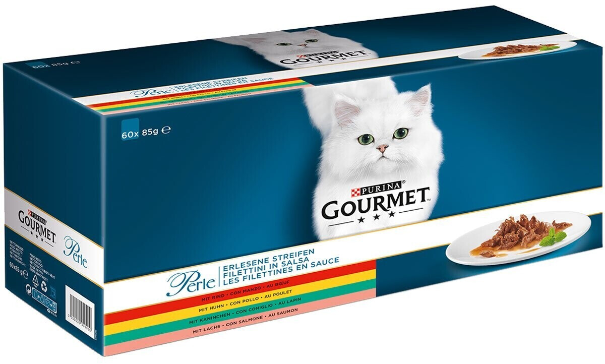 Gourmet Perle Filets en sauce boeuf lapin poulet saumon (60 x 85 g)