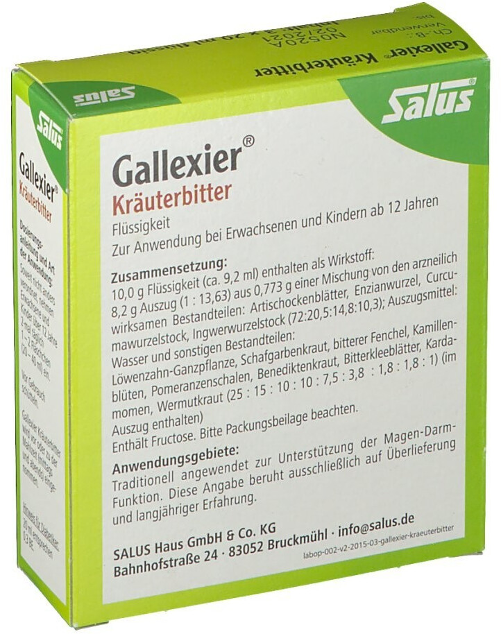 Salus Gallexier Kräuterbitter (3x20ml) ab 2,88 € | Preisvergleich bei ...