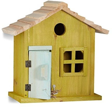 Relaxdays Nichoir maison avec porte et fenêtre vert clair