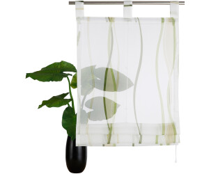 grün 140 x 100 cm Home Fashion 69898-768 Raffrollo Digitaldruck Carozo Voile mit Fensterhaken und Zubehör