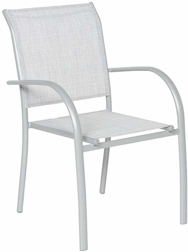 Hespéride Fauteuil de jardin empilable Gris chiné/Argent mat