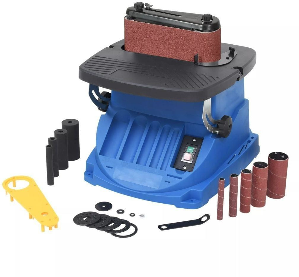 VidaXL Ponceuse à bande et à axe oscillant 450 W bleu