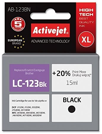 ActiveJet AB-123BN pour  Brother LC-123BK noir