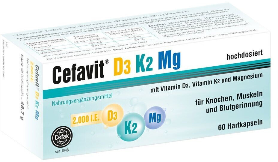 Cefak KG Cefavit Vitamin D3 + Vitamin K2 + Magnesium Hartkapseln ab 16
