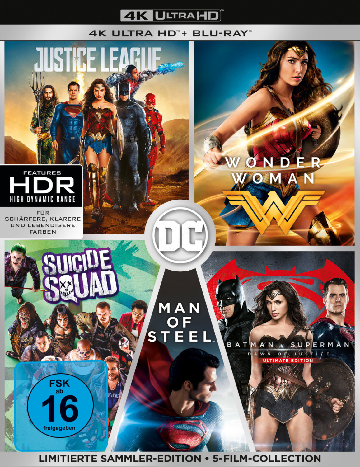 Justice League / Wonder Woman / Suicide Squad / Man of Steel / Batman v Superman - Dawn of Justice: Ultimate Edition (Limitierte Sammler-Edition) (4K Ultra HD) [Blu-ray]