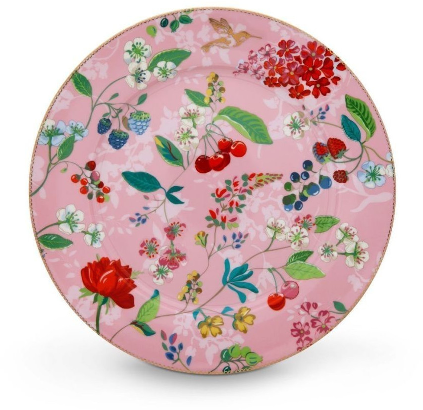 PiP Studio Floral Hummingbirds Charger Plate (32 cm) pink