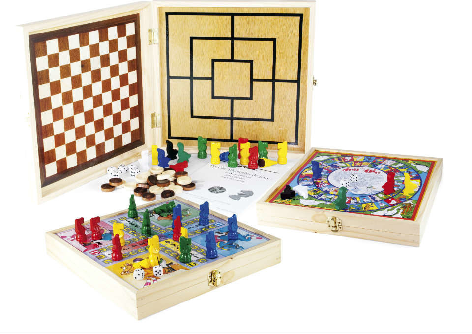 Coffret en bois 100 jeux