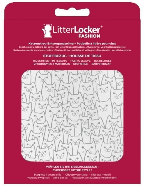 HabaPet LitterLocker Fashion Cover - Cartoon Cats White