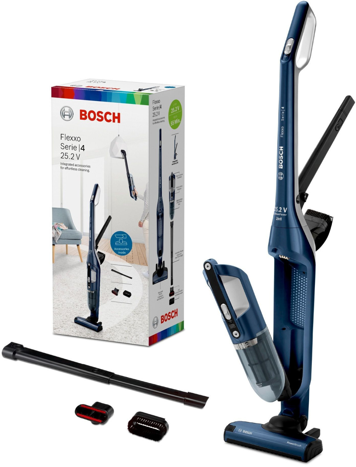 Bosch Flexxo Serie 4 - Aspiradora 2 en 1 sin Cable / sin Bolsa