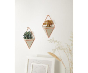 Umbra Trigg Lot De 2 Jardinières Suspendues Géométriques Blanc/Laiton - Plantes Succulentes