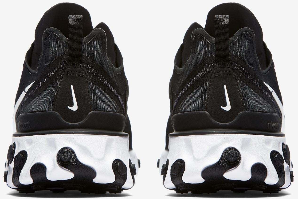 nike black and white react element 55 sneakers