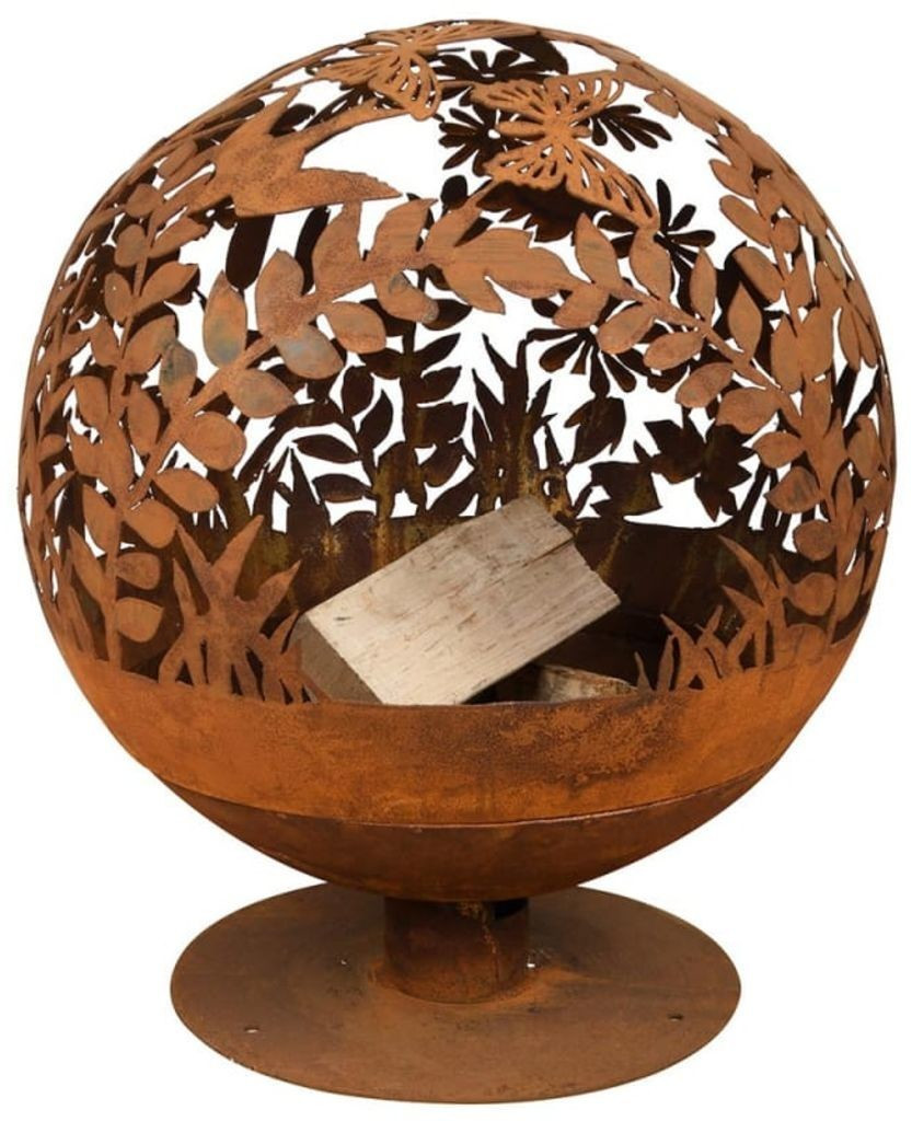Esschert Brasero rond découpe laser fleurs