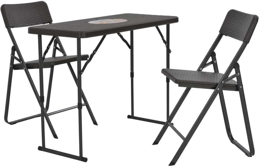VidaXL Mobilier de bistro pliable 3 pièces aspect rotin marron (44556)