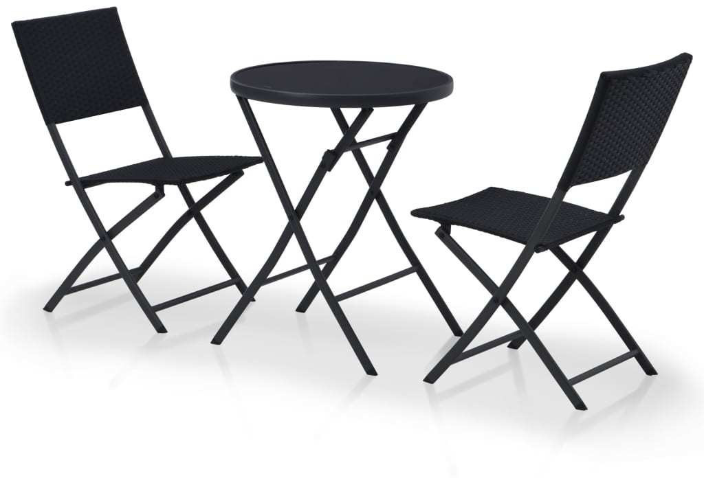 VidaXL Mobilier de bistro 3 pièces résine tressée noir (44433)
