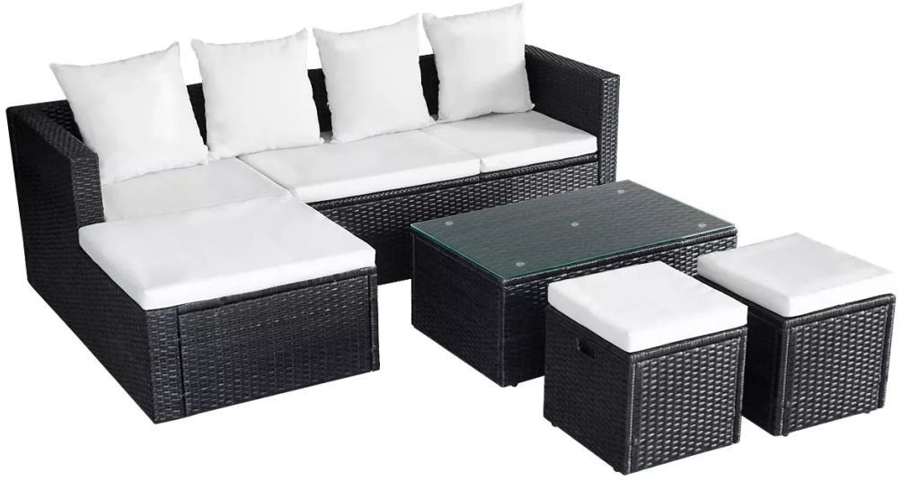 VidaXL Mobilier de jardin avec coussins résine tressée 4 pièces noir (42586)