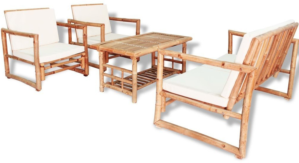 VidaXL Salon de jardin 4 pièces avec coussins bambou (43159)