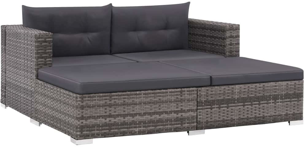 VidaXL Mobilier de jardin avec coussins résine tressée 3 pièces gris (44427)