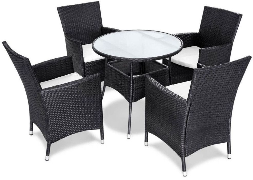 VidaXL Salon de jardin 5 pièces avec coussins résine tressée noir (42576)