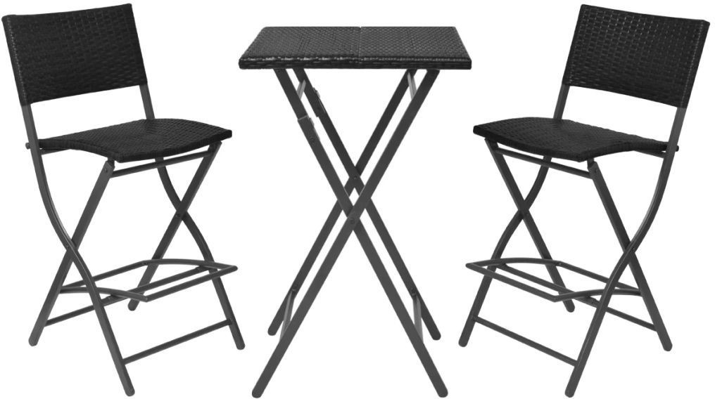 VidaXL Ensemble de bistro pliable 3 pièces acier/résine tressée noir (42872)