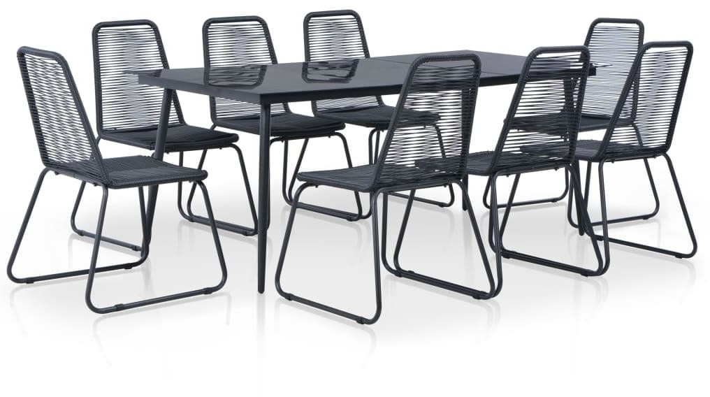 VidaXL Mobilier à dîner d'extérieur 9 pièces résine tressée noir (44441)