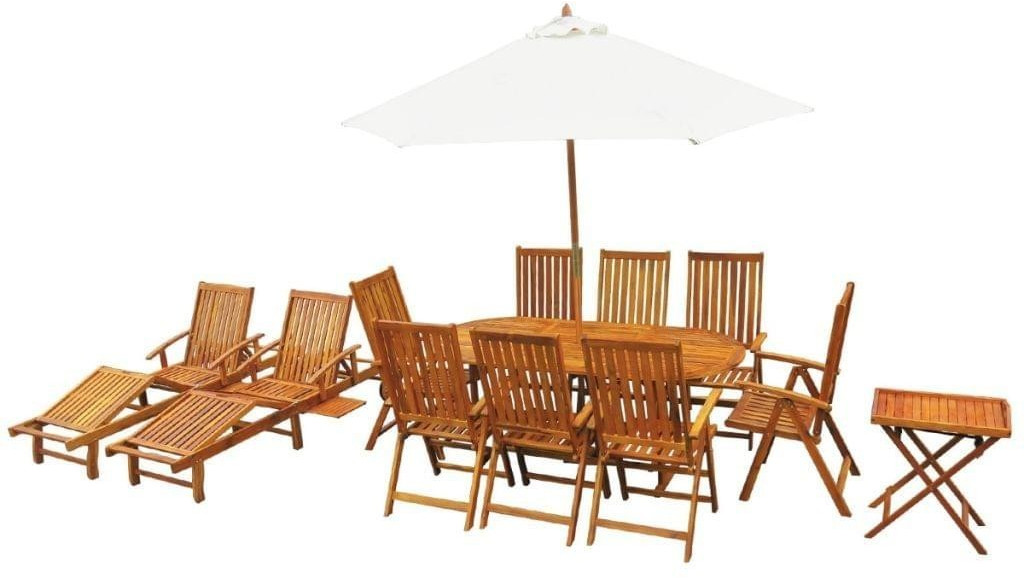 VidaXL Mobilier à dîner d'extérieur acacia massif 13 pièces (43550)