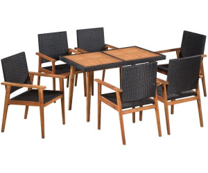 Vidaxl Garten Essgruppe 7 Tlg Poly Rattan Schwarz Braun 44076