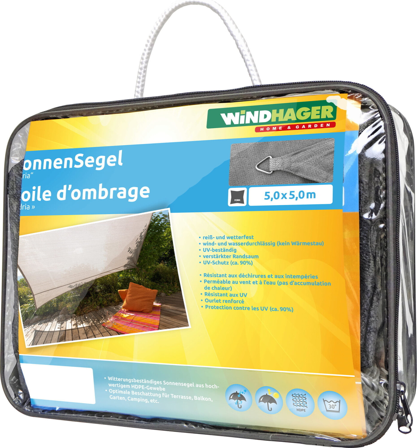 Windhager Sunsail Adria Square 5m grey
