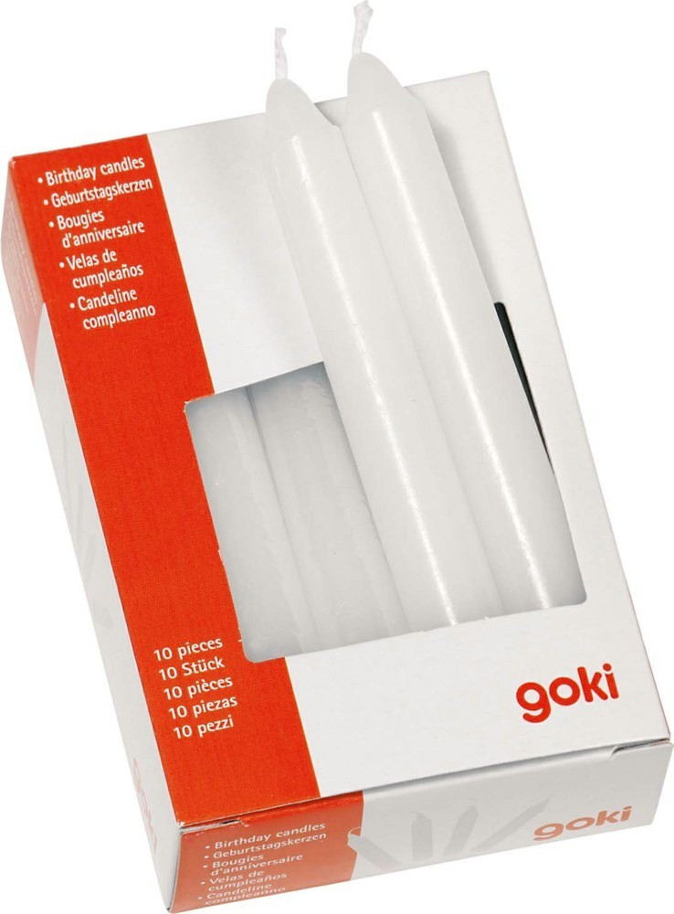 Goki Bougies d'anniversaire 10 pièces blanc