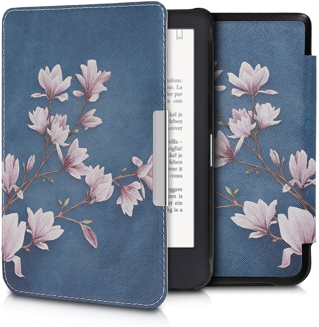 kwmobile Case Tolino Shine 3 blau with Flowers