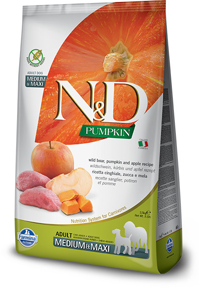Farmina N&D Pumpkin Adult Medium/Maxi croquettes pour chien sanglier/potiron/pomme (2,5 kg)
