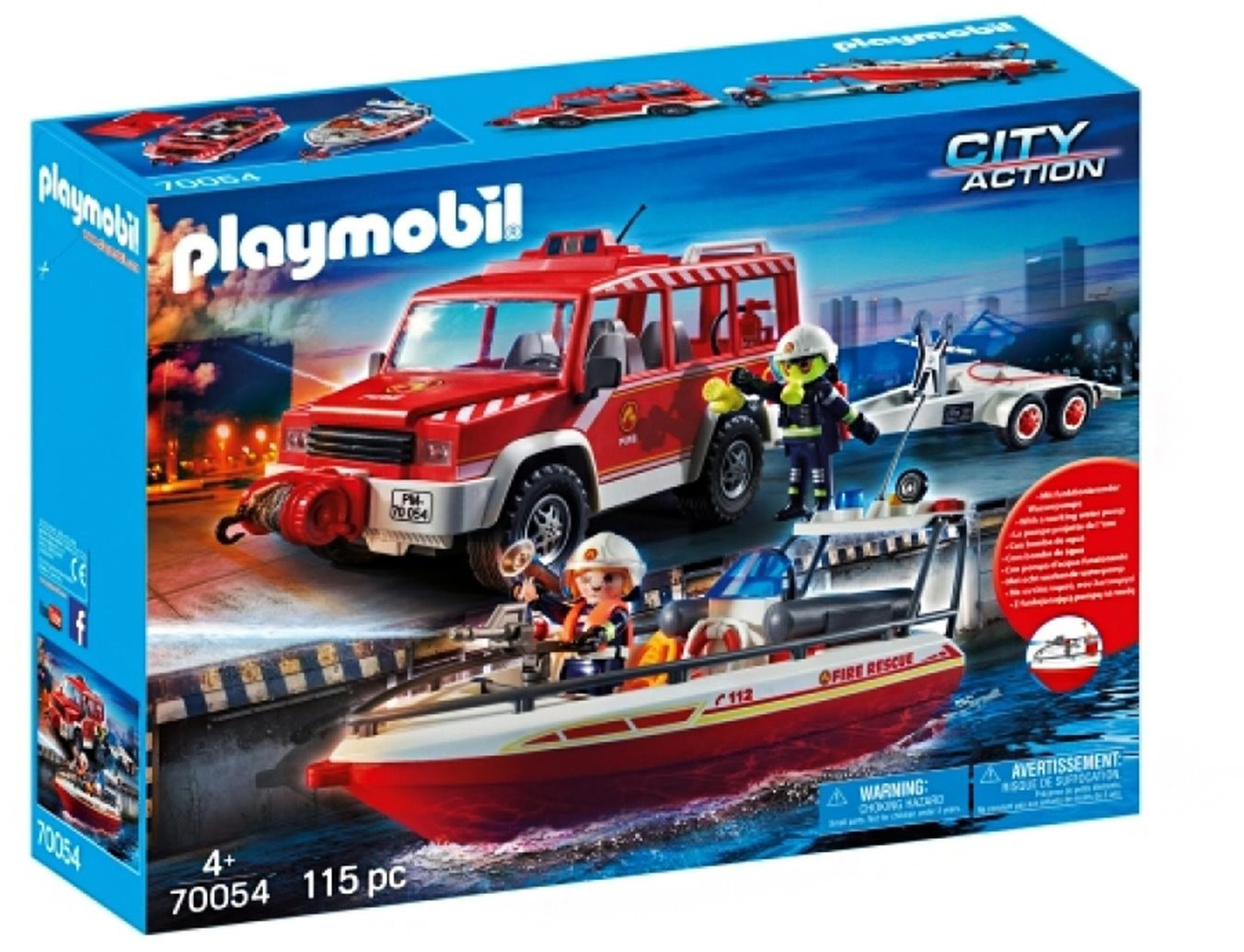 Playmobil City Action - Feuerwehrfahrzeug mit Löschboot (70054) ab 50