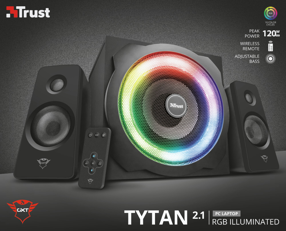 Enceinte PC Gamer 2.1 Trust Gaming GXT 629 Tytan RGB avec Caisson de Basses  120W - Cdiscount Informatique