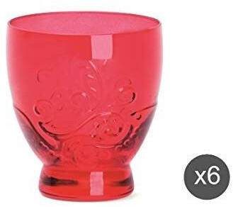 Excelsa Santa Cruz Water Glass, Red, 6 pieces