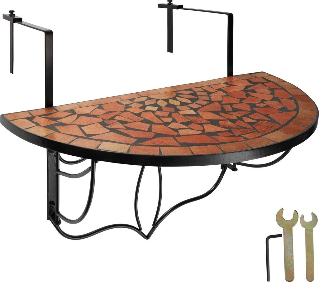 TecTake Table de balcon rabattable mosaïque terracotta