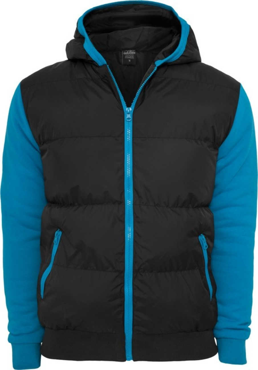 Urban Classics Sweat Nylon Bubble Zip Hoody black/turquoise (TB284)