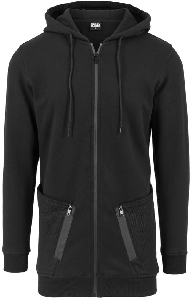 Urban Classics Long Peached Tech Zip Hoody black (TB1240)