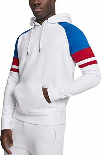 Urban Classics Raglan Racing Hoody white/brightblue/firered/white (TB2707)