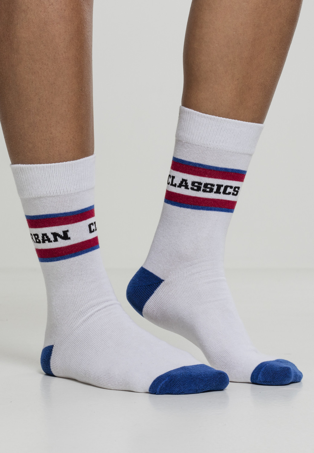 Urban Classics Logo Stripe Sport Socks 2-Pack white/red/blue (TB2156)
