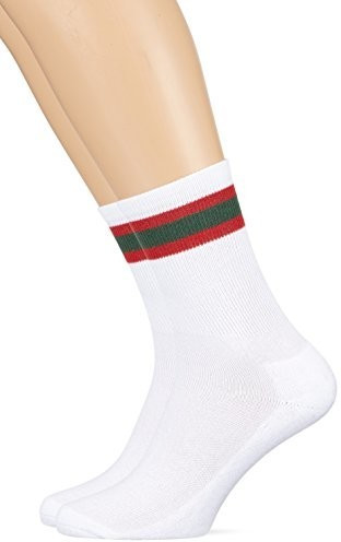 Urban Classics Stripy Sport Socks 2-Pack white/firered/green (TB2159)