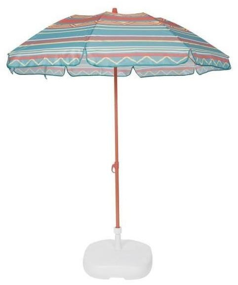 ezpeleta Parasol de plage Ø 180 cm rayé vert