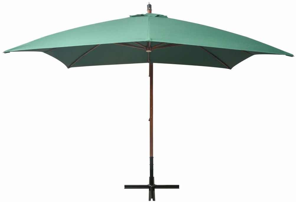 VidaXL Parasol poteau en bois 300 x 300 cm vert