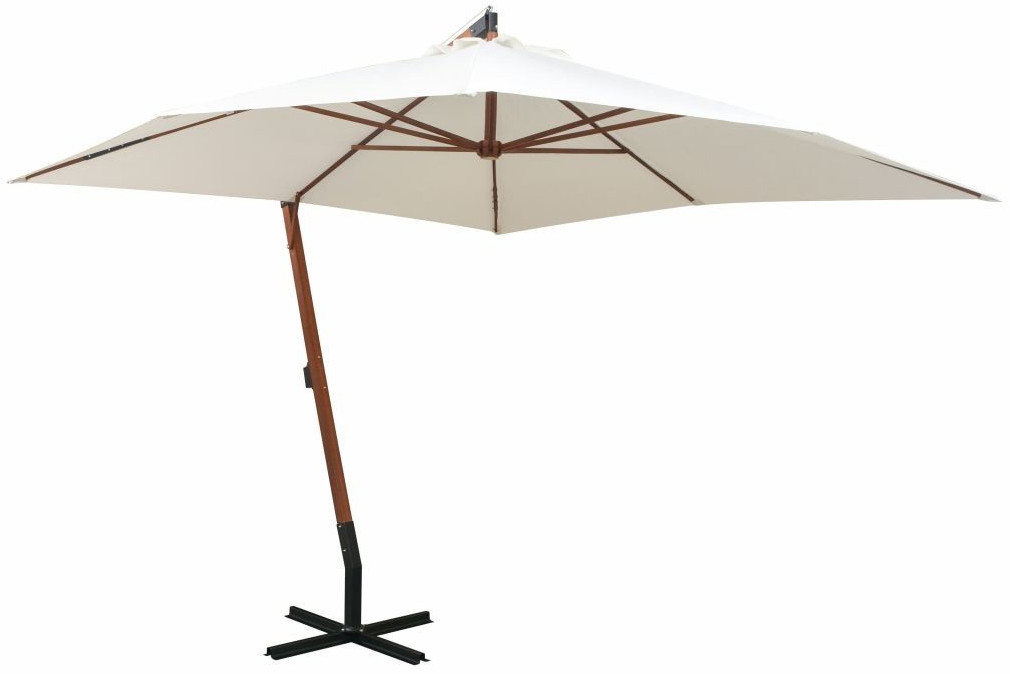 VidaXL Parasol poteau en bois 300 x 300 cm blanc
