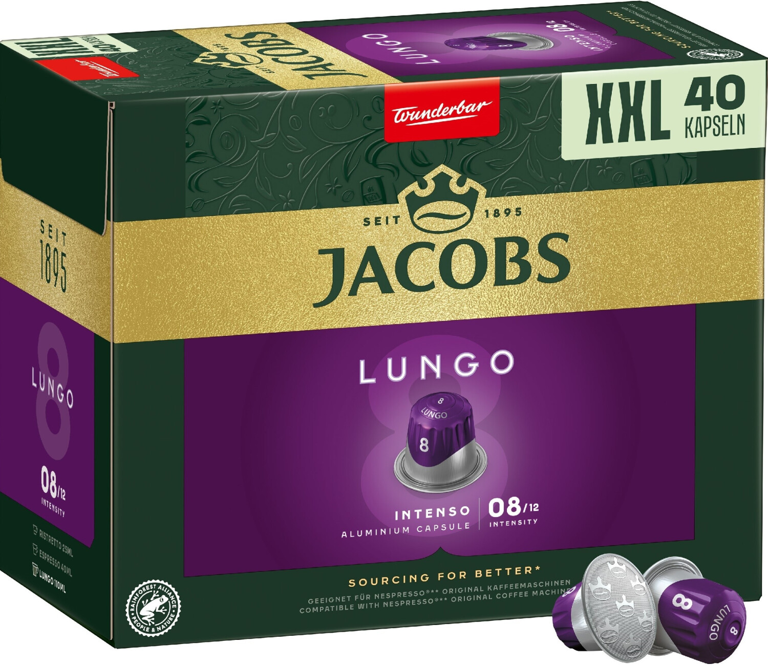 Jacobs Jacobs Lungo 8 Intenso Coffee Caps 40 Port. - alternate view