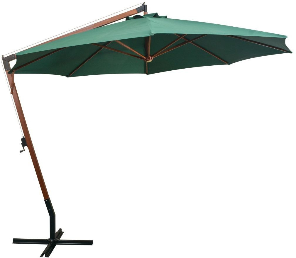 VidaXL Parasol poteau en bois 350 cm vert